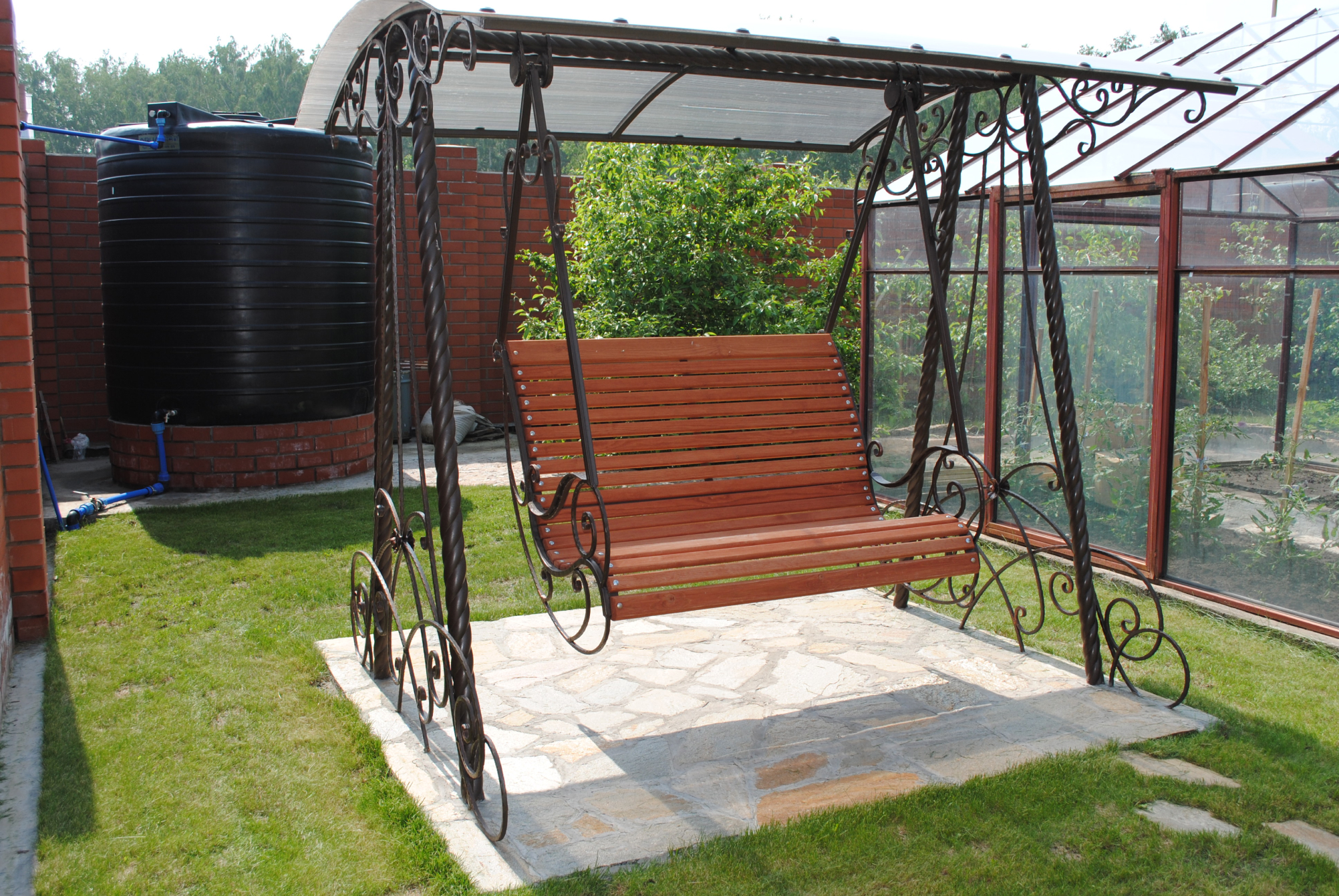 Кованые качели с навесом КК-2 — Arm-Kovka Истра